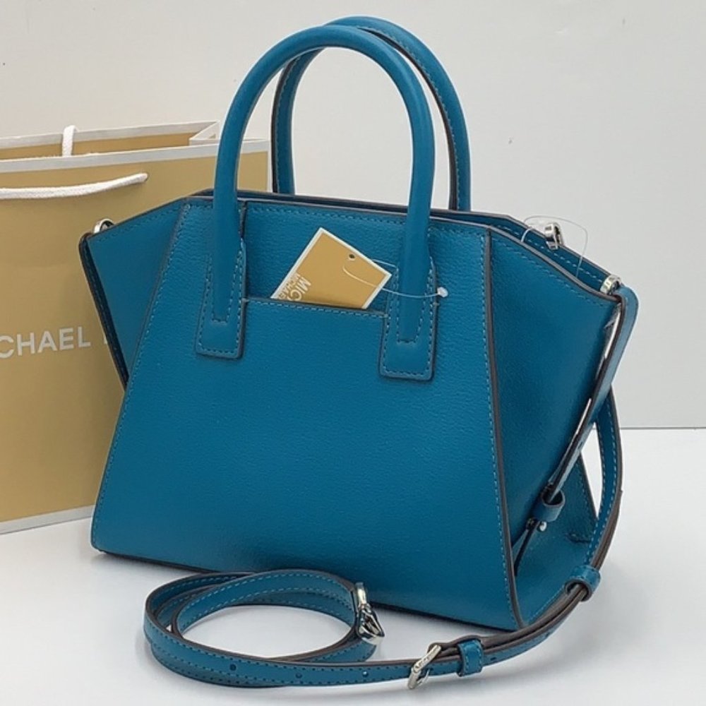 Michael Kors Avril Small Leather Top-Zip Satchel Lagoon color - Picture 2 of 16